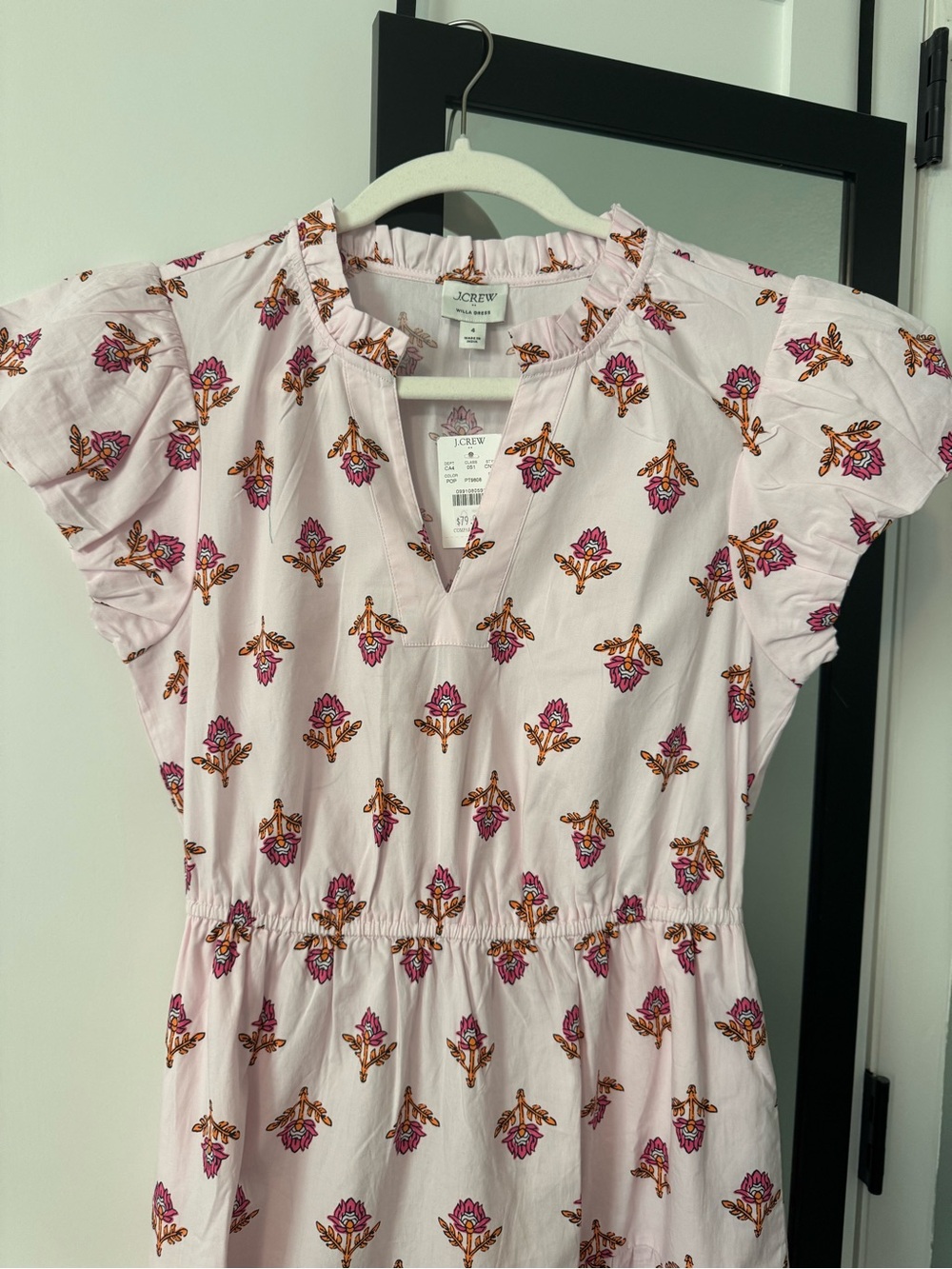 J. Crew Pink Floral Cotton Sundress with Gold Accents